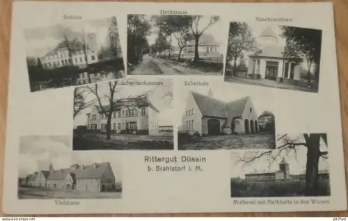 Rittergut Düssin b. Brahlstorf i.M. , 1915 , Gefangenenlager , Molkerei , Schmiede Mecklenburg , AK , alte Ansichtskarte