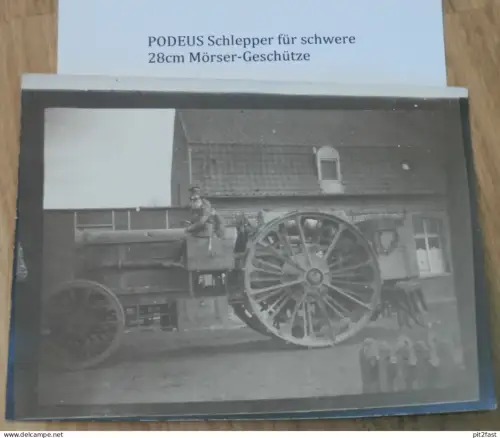 Podeus - Wismar , ca. 1915 , Schlepper für schwere 28 cm Mörser  , altes Foto , Traktor , Mecklenburg !!