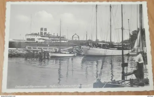 Ostseebad Warnemünde , ca. 1930 , Hafen , Fähre , Rostock , Mecklenburg , AK , Ansichtskarte !!