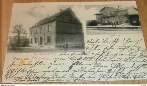 Bahnhof Wesenberg , 1902 , Directions-Gebäude , Mecklenburg , AK , Ansichtskarte !!