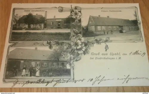 Upahl b. Diedrichshagen i.M., 1919 , Molkerei , Restaurant , Mecklenburg , AK , Ansichtskarte !!