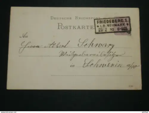 Friedeberg i.d. Neumark , 1883 , Hermann Neumann , Albert Schwarz in Schwerin , Karte !!!