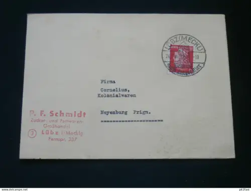Zucker- und Fettwaren - P.F. Schmidt in Lübz in Mecklenburg , 1944 , Stempel - Lübzer Bier !!
