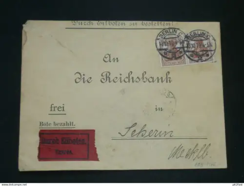 Reichsbank Schwerin in Mecklenburg , 1919 , Eilbote , Sparkasse , Bank , Umschlag !!