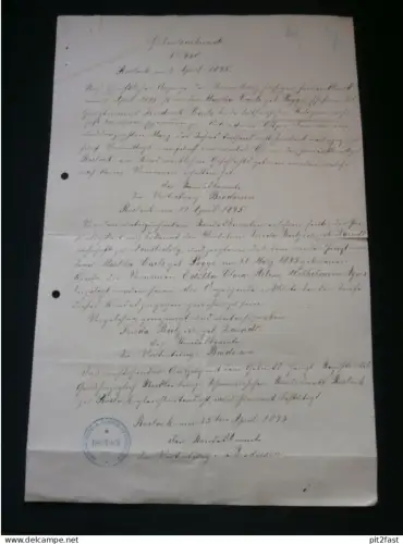 Geburtsurkunde Martha Carls geb. Pogge in Rostock , 1895 , Mecklenburg , Brodersen , F. Budzier geb. Zandt !!