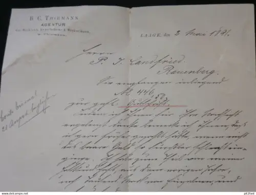 Hypotheken- & Wechselbank Thiemann in Laage i. Mecklenburg , 1891 , Landfried in Bauernberg Hypothek , altes Dokument !!