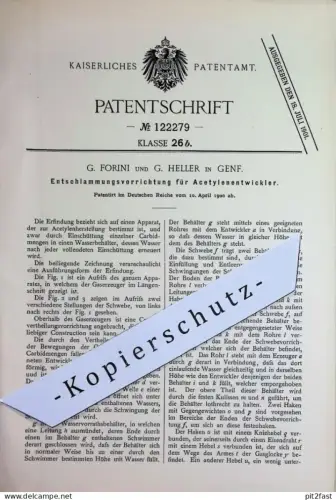 original Patent - G. Forini , G. Heller , Genf , Schweiz | 1900 | Entschlammung für Acetylenentwickler | Carbid Acetylen