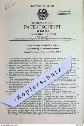 original Patent - Eclipse Machine Co. , Elmira , USA | 1927 | Anlasser für Brennkraftmaschinen | Motor Motoren Gasmotor