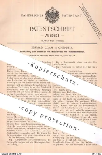 original Patent - Eduard Lohse , Chemnitz | 1894 | Nadelbrett von Schaftmaschine | Webstuhl , Weben , Weberei | Nadeln