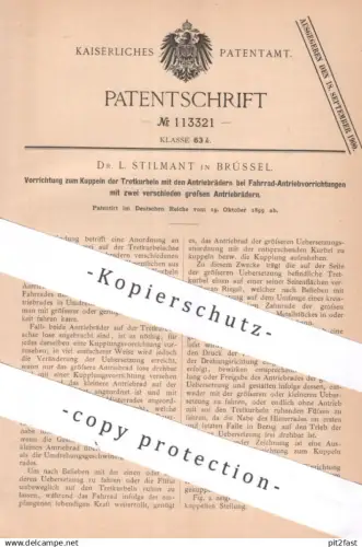 original Patent - Dr. L. Stilmant , Brüssel , Belgien | 1899 | Tretkurbel , Fahrrad - Antrieb | Fahrräder , bicycle