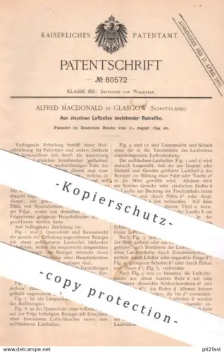 original Patent - Alfred Macdonald , Glasgow , Schottland | 1894 | Radreifen | Reifen | Fahrrad , Fahrräder , bicycle