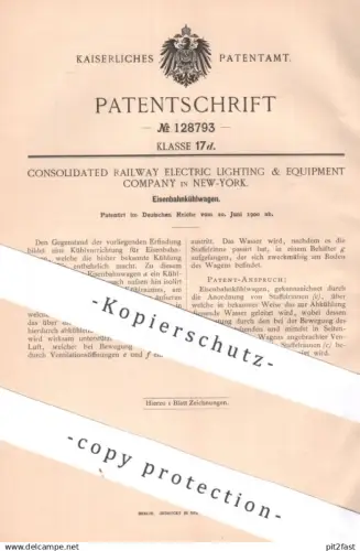 original Patent - Consolidated Railway Electric Lighting & Equipment Comp. , New York , USA | 1900 | Eisenbahn Kühlwagen