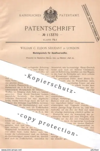 original Patent - William C. Eldon Serjeant , London England | 1898 | Geschoss f. Handfeuerwaffe | Gewehr Pistole Waffe
