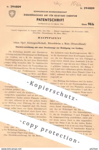 original Patent - Adam OPEL AG Rüsselsheim / Main | 1951 | Einrückvorrichtung z. B. Anlasser | Motor Oldtimer Automobile