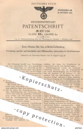 original Patent - Knorr Bremse AG Berlin / Lichtenberg | 1934 | Hilfsmotor für Kraftfahrzeuge | Anlasser , Oldtimer