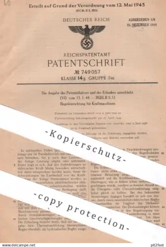 original Patent - Regeleinrichtung für Kraftmaschinen | Regler , Motor , Motoren , Oldtimer , Automobile , Auto , Kfz