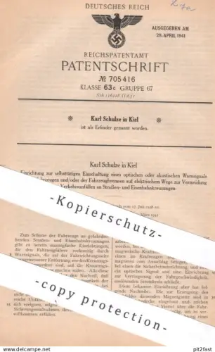 original Patent - Karl Schulze , Kiel | 1938 | Schalter für Warnsignal | Fahrzeug , Bremse , Oldtimer , Automobile Auto