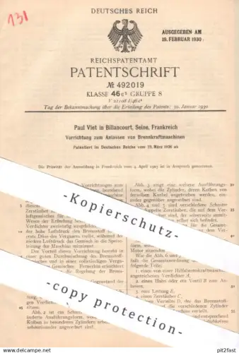original Patent - Paul Viet , Billancourt / Seine , Frankreich , 1926 , Anlasser f. Brennkraftmaschinen | Motor Gasmotor