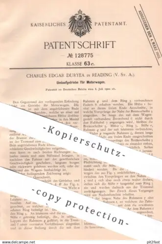 original Patent - Charles Edgar Duryea , Reading , USA , Umlaufgetriebe f. Motorwagen | Getriebe , Oldtimer , Automobile