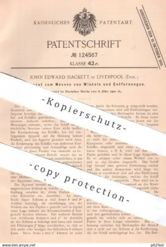 original Patent - John Edward Hackett , Liverpool , England , 1900 , Winkel u. Entfernung messen | Längenmesser , Lineal
