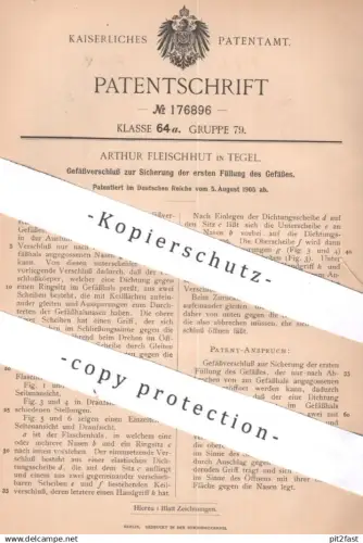 original Patent - Arthur Fleischhut , Berlin / Tegel , 1905 , Gefäßverschluss | Gefäß - Verschluss | Korken , Flaschen !