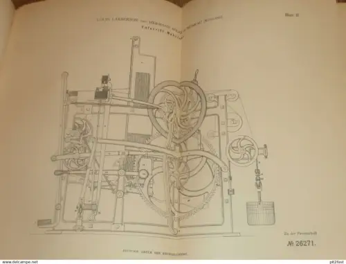 original Patent - Louis Laeserson und Hermann Wilke in Moskau / Russland , 9.09.1883 , Webstuhl , Weberei , Weber !!!