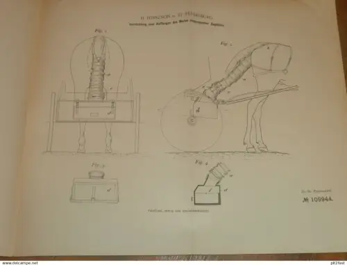original Patent - H. Hirszson in St. Petersburg / Russland , 14.05.1899 , Apparat für Pferde , Mist , Landwirtschaft !!