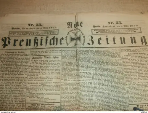 Preußische Zeitung , 06.03.1858 , Erhaltung der Forsten , Circus Wollschläger , Preußen , Preussen , RAR !!!