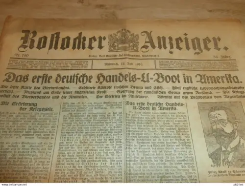 Anzeiger Rostock , 12.07.1916 , U-Boote , Kriegsauszeichnungen an Mecklenburger , Demmin , Bad Sülze , Mecklenburg