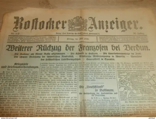Anzeiger Rostock , 14.07.1916 , Verdun , Bützow , Niex b. Kavelstorf , Rostock , Bad Kleinen , Gielow , Mecklenburg