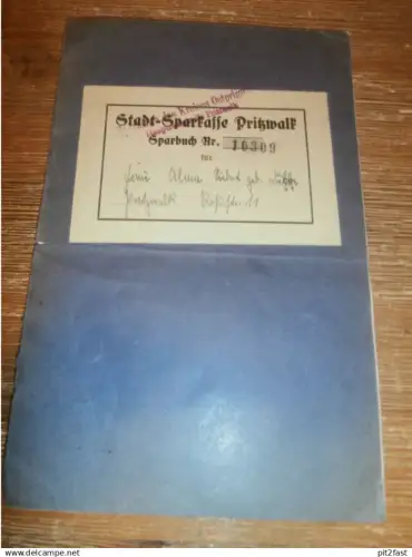 altes Sparbuch Pritzwalk , 1935 - 1944 , Sparkasse , Bank !!
