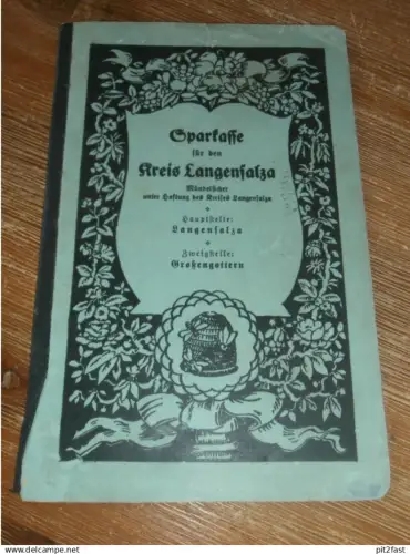 altes Sparbuch Langensalza / Großengottern , 1930 - 1945 , Maria Ziegenhardt  , Sparkasse , Bank !!