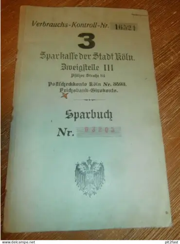 altes Sparbuch Köln , 1935 - 1949 , Juliane Thönnessen in Köln , Sparkasse , Bank !!