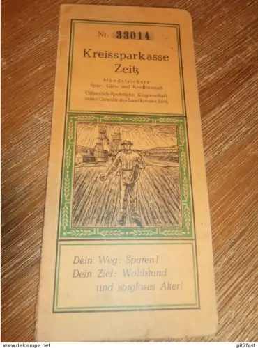 altes Sparbuch Zeitz , 1943 , Gertrud Zimmermann in Bröckau / Schnaudertal  , Sparkasse , Bank !!