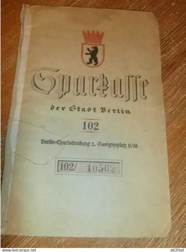altes Sparbuch Berlin , 1940 , Frl. Hahn-Butry in Berlin , Sparkasse , Bank !!