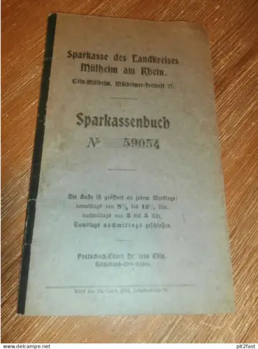 altes Sparbuch Mülheim am Rhein , 1919 , Hubert Clever in Cöln-Mülheim , Sparkasse , Bank !!