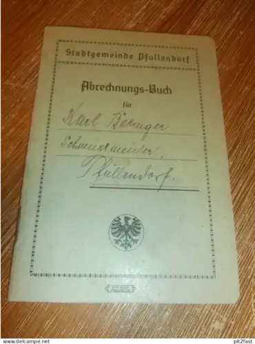 altes Abrechnungsbuch Pfullendorf , 1943 , Schmiedemeister Karl Bettinger in Pfullendorf , Sparkasse , Bank !!