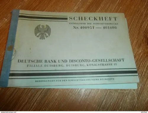 altes Scheckheft Duisburg , 1938 , Sparkasse , Bank !!