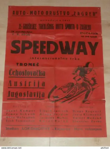 Speedway Zagreb , 1956 , Plakat , Motorsport !!!