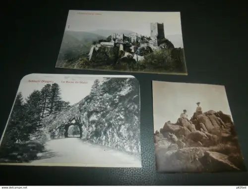 3x AK Ulrichsburg i. Elsass ,ca.1905, Ribeauvillé , La Roche du Diable , Miniac-sous-Bécherel  Ansichtskarte , Postkarte