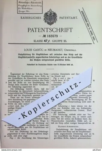 original Patent - Louis Cahüc , Neumarkt , Oberpfalz | 1905 |  Stulpdichtung für Stopfbüchsen | Dichtung , Stopfbüchse