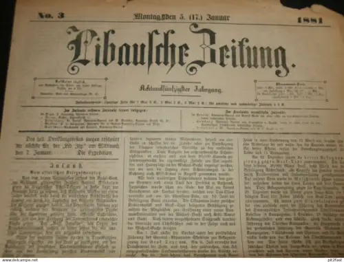 alte Zeitung - Libau /Liepāja - 1881 , No°3 , Lettland , Reklame , Werbung !!
