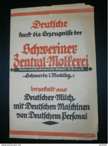 Deutsche Molkerei in Schwerin i.  Mecklenburg , ca. 1930 , Reklame / Werbung- Prospekt !!