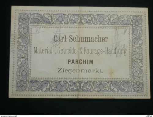 Reklame-Karte , Carl Schumacher in Parchim i. Mecklenburg , 1884 , Rechnung !!