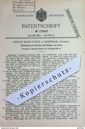 original Patent - George Marie Capell , Passenham , England | 1905 | Waschen & Reinigen von Gasen | Gas , Gase | Gebläse