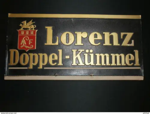 Lorenz - Doppelkümmel Rostock , Reklameschild , ca. 1920 , Pappe , Reklame , ca. 315x155 mm !!