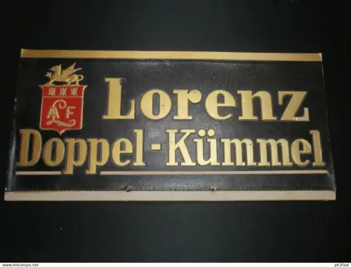 Lorenz - Doppelkümmel Rostock , Reklameschild , ca. 1920 , Pappe , Reklame , ca. 315x155 mm !!