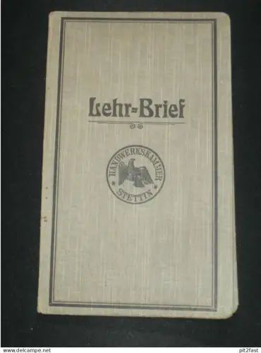 Lehrbrief Kurt Tiegs in Stettin i. Pommern , 1929 , Ausweis , Urkunde !!