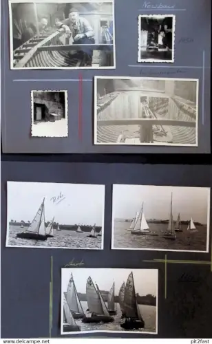 Segelboot - Bau , 1954/ 55 , Werft Stralsund ,40 Fotos aus Fotoalbum + Dokument Hr. Stiller , Boot , Segelschiff , Segel