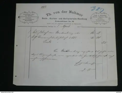 Antiquariat - Th. von der Nahmer in Stettin i. Pommern , 1875 , alte Rechnung , Dokument !!